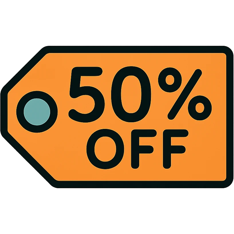 label with hand lettering 50% off  emoji