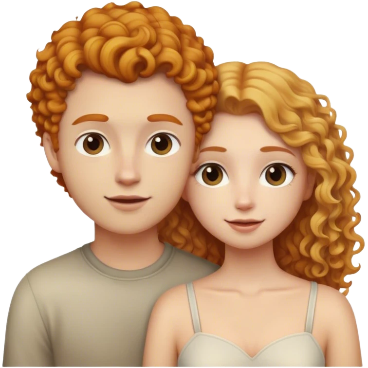 blonde girl with straight hair and ginger curly hair boy in love  emoji
