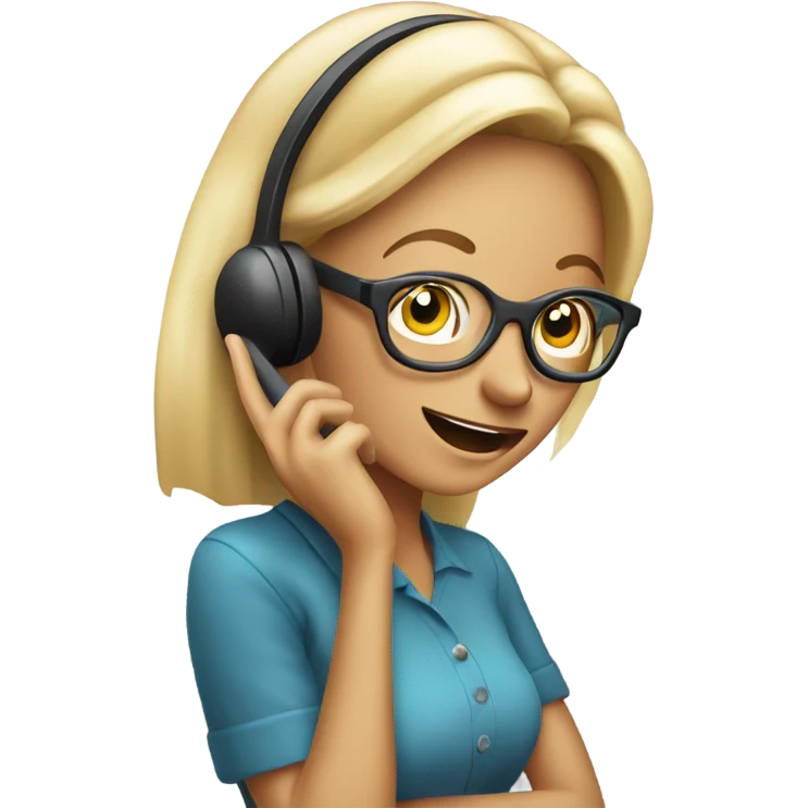 blond Woman wearing glasses on a phone call talking animatedly  emoji