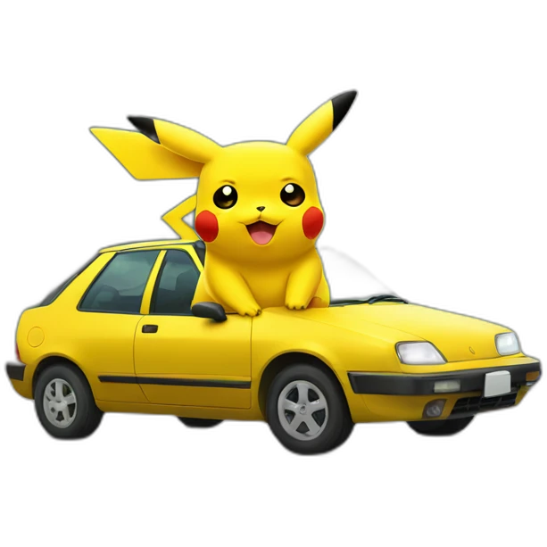 Pikachu drives a car emoji