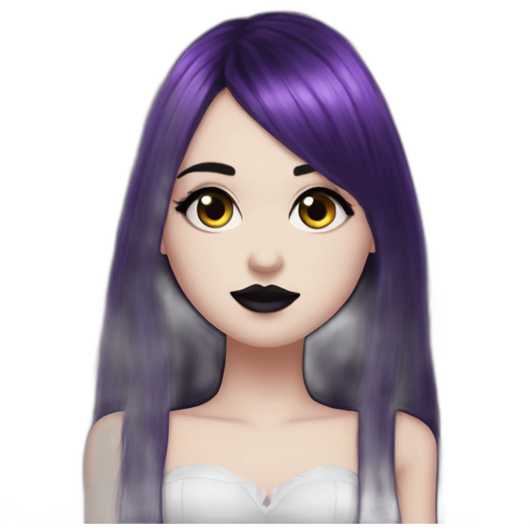 Elissabat -with bangs -long-hair-dark-plumpurple-and-black-vampire-goth-makeup-pinkeyes-romanticgothcloses- emoji