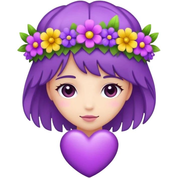 Purple heart with flower crown around it  emoji