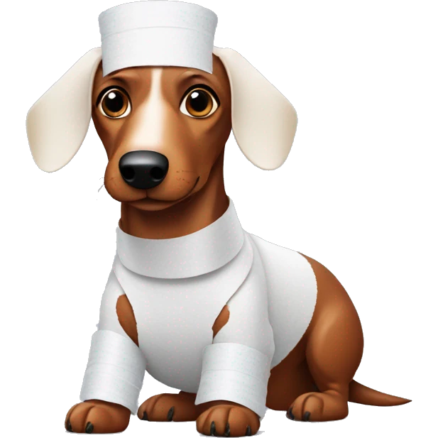 Sausage dog with bandages emoji