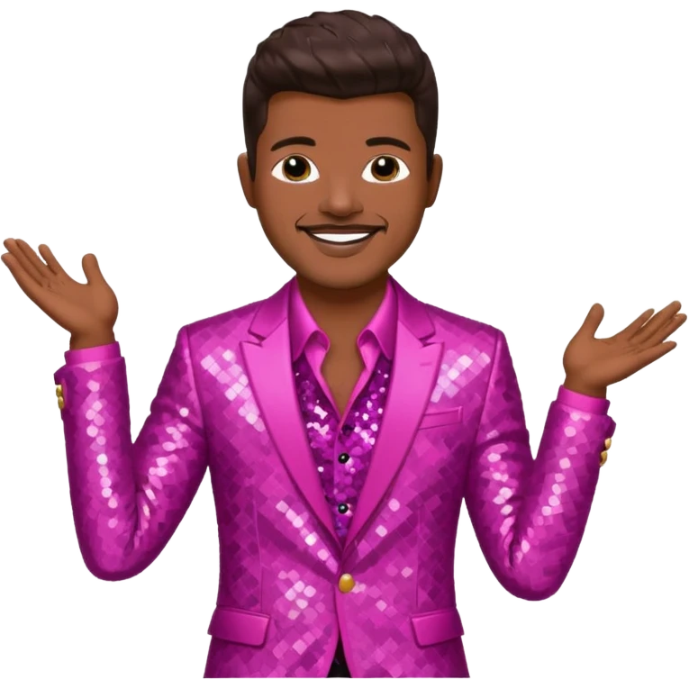 Robin Thicke with dark brown hair, dark pink sequin suit jacket emoji