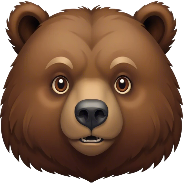 Cinematic Noble Grizzly Bear Portrait Emoji, Poised and regal, with a massive, powerful build and a thick, rugged deep brown fur, piercing deep-set soulful eyes, Simplified yet sharp and sophisticated features, highly detailed, glowing with a soft, dignified glow, high shine, intelligent and formidable, stylized with an air of untamed wilderness, focused and attentive, soft glowing outline, capturing the essence of a watchful and commanding guardian, so majestic it feels as though it could lumber out of the screen with effortless authority! emoji