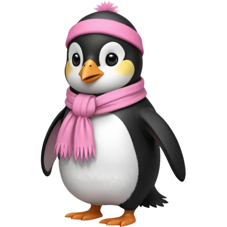 penguin with pink scarf  emoji