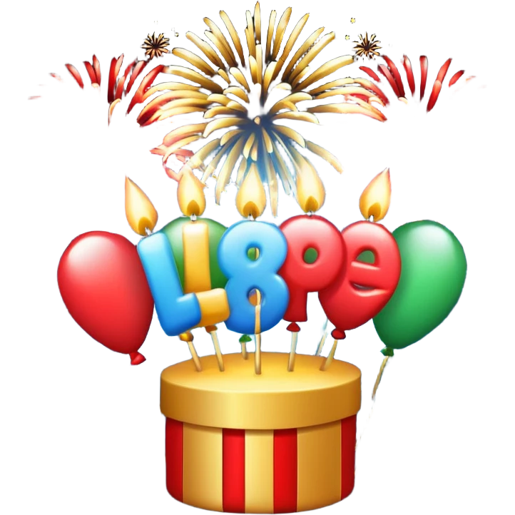 Firework display with HAPPY BIRTHDAY LUKE emoji