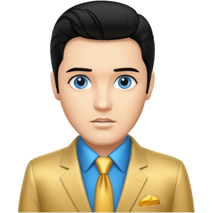 Elvis Presley with Blue eyes, black hair, gold suit emoji