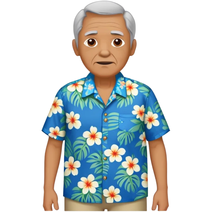 old man with hawai blue floweral shirt  full body  emoji