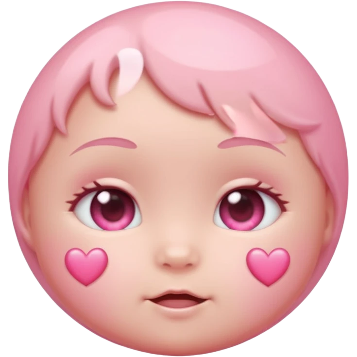 a baby pastel pink love face emoji with pink hearts in the eyes and a glowing baby pink gradient behind it  emoji