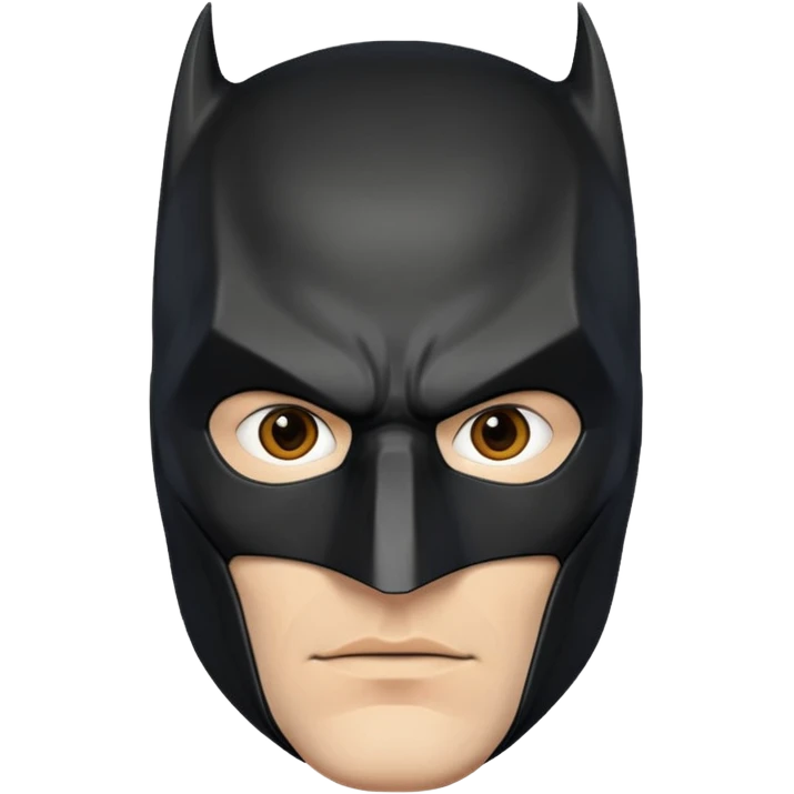a man with Batman-style mask and intense eyes emoji