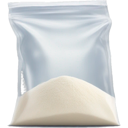 pocket size see through ziplock bag of flour emoji