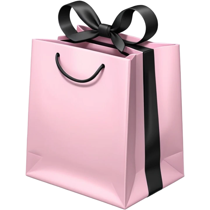 Light pink gift bag with black ribbon bow, 3D isometric emoji