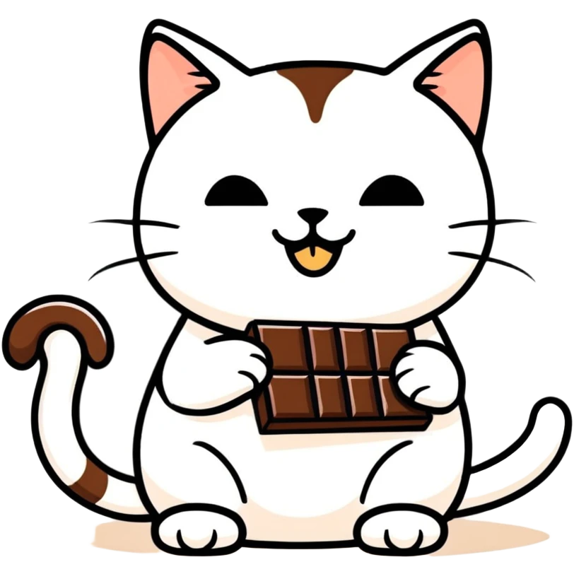 Котик ест шоколад emoji