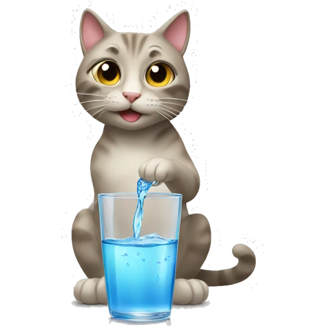 Cat drinking water from a glass emoji