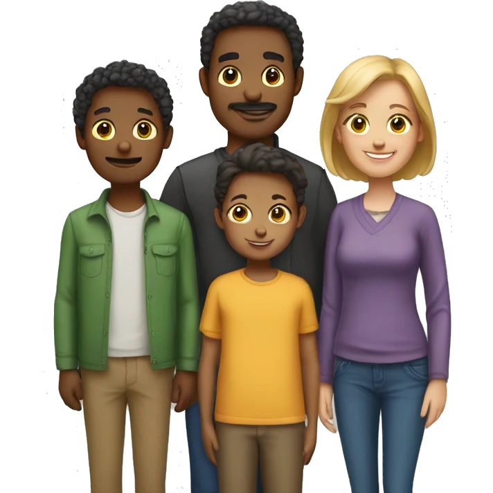 family of 7 - two parents, two boys, 3 girls emoji