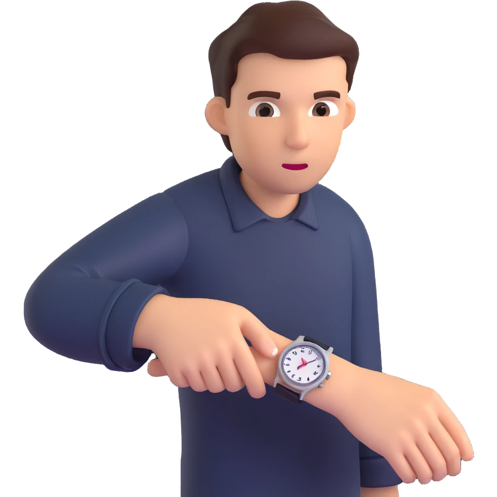Worried person checking the time on their watch in a hurry. emoji