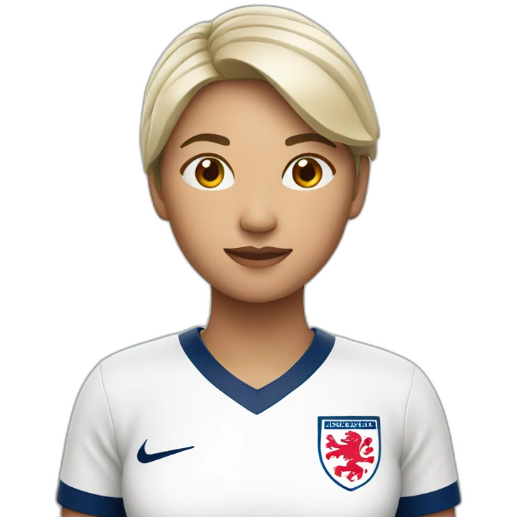 asian woman with england football shirt emoji