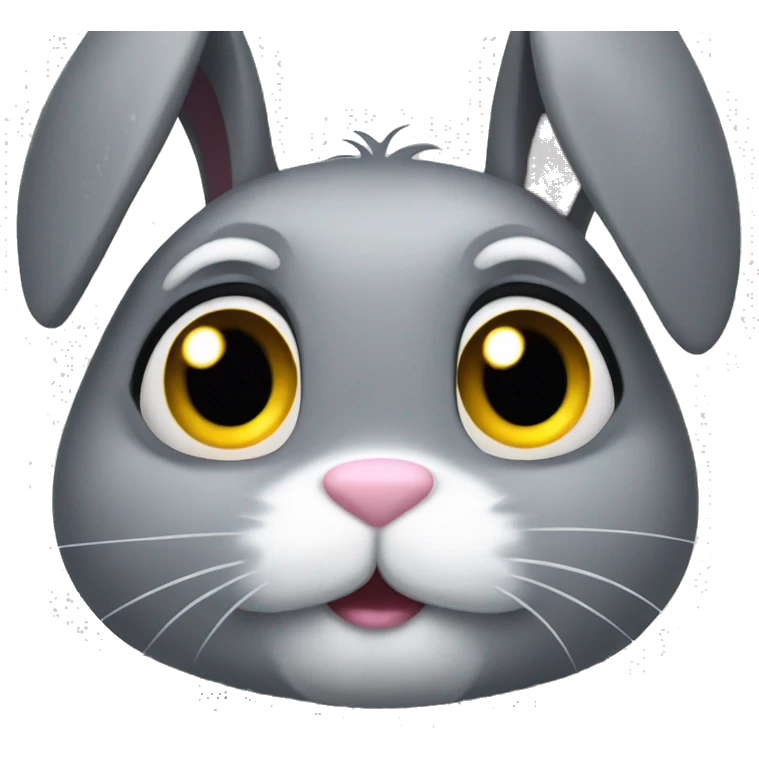 grey bunny giving googly eyes  emoji