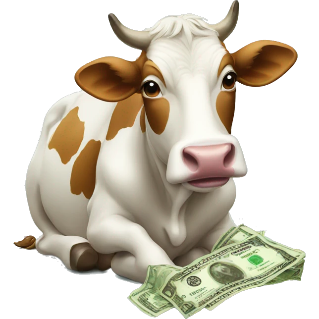 cow eating money emoji