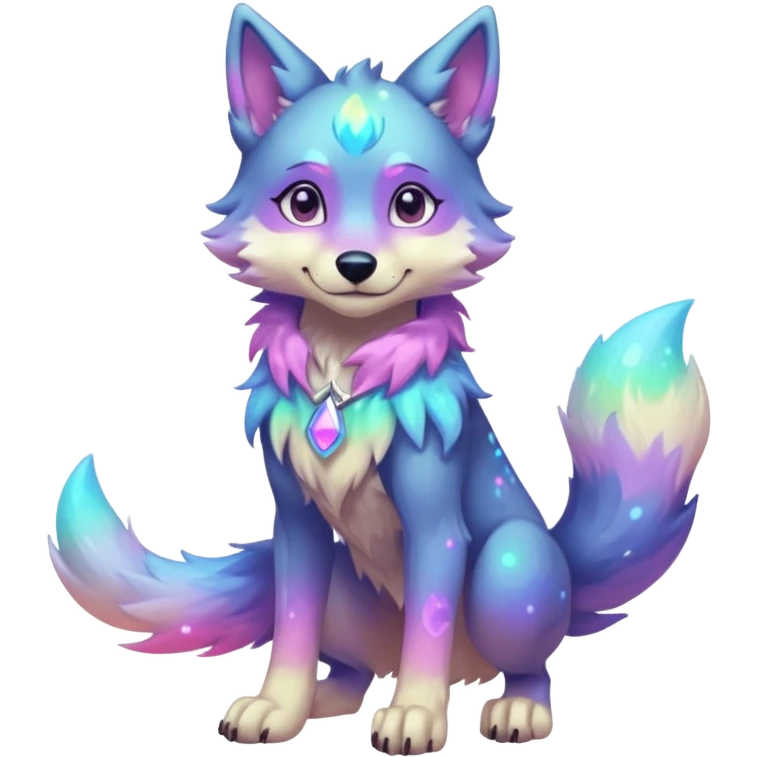 anthropomorphic anthro kawaii cute colorful shiny pastel nebula furry wolf-fursona furry  (2 legs, 2 arms) (full body) (shoulder bust) (half body) emoji