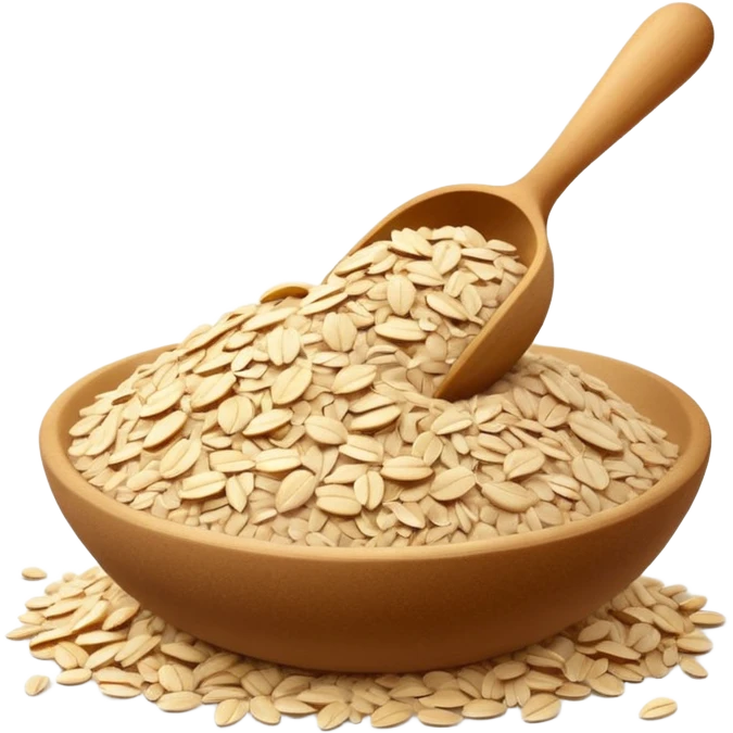 soft mound or light scatter of fine pale beige oat flour with powdery matte texture and a few rolled oats subtly blended into the surface, no bowl scoop or packaging, apple emoji style, soft lighting, subtle shadows, transparent background, emoji scale emoji