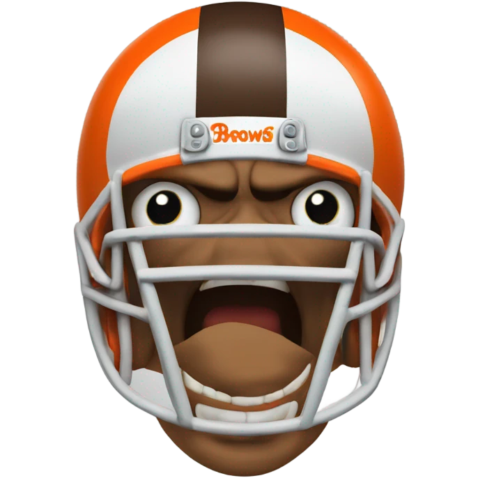 Angry skull wearing Cleveland Browns orange football helmet  emoji
