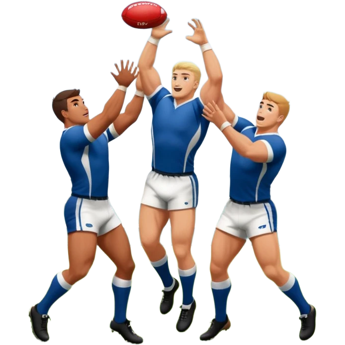 two rugby players lifting another player to catch a ball in a lineout emoji
