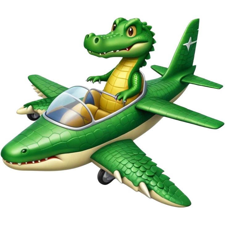 Crocodile flying an airplane emoji