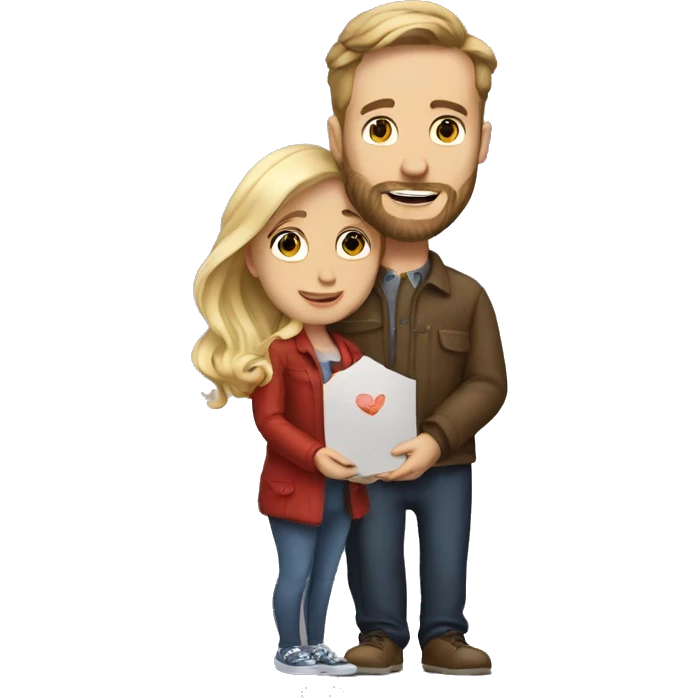 White man with beard proposes to girlfriend  emoji