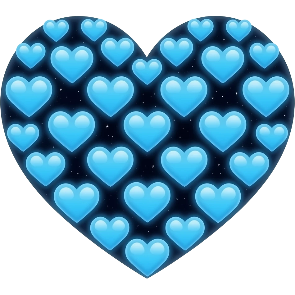 blue light hearts creating a bigger heart emoji