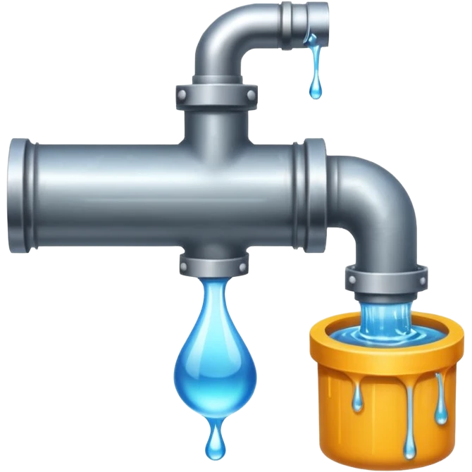 sewer steel shiny pipe with leaking water  emoji