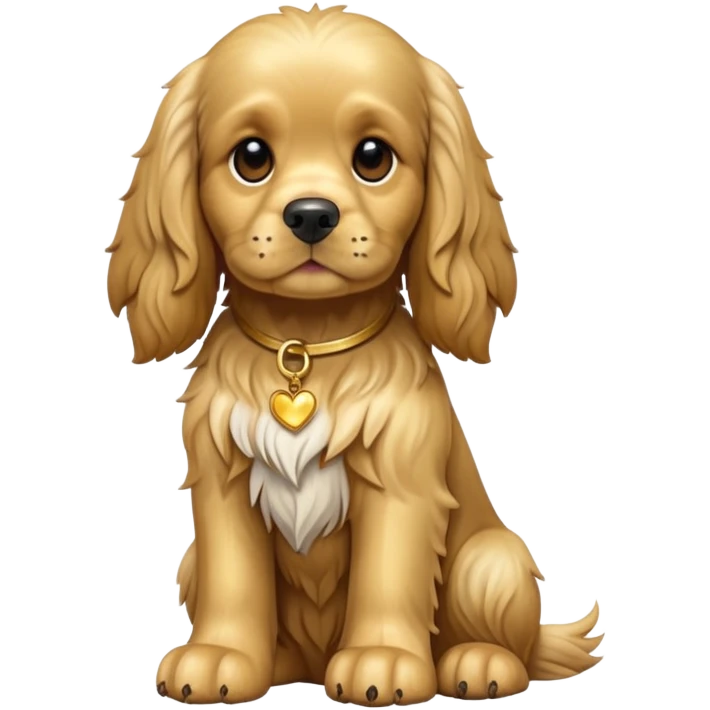 cinematic-[cocker spaniel dog]-realistic-full-body-sitting-emoji,-tail-resting-loosely-beside-its-paws,-head-tilted-dramatically,-scruffy-[solid gold]-fur,-simplified-yet-realistic-focused-features,-highly-detailed,-glowing-with-an-almost-sarcastic-glow emoji