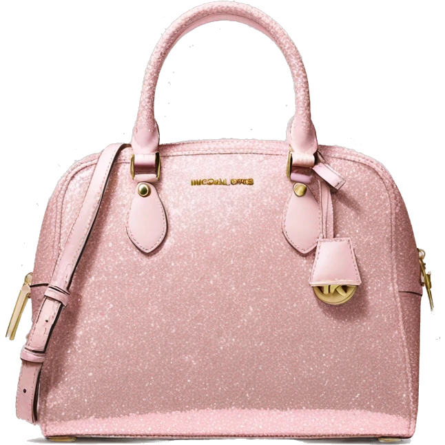 Realistic light pink glitter michael kors satchel purse. emoji