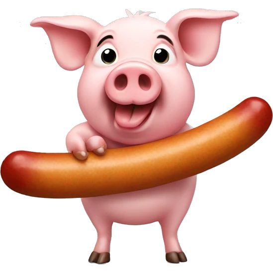 Pig holding a sausage emoji