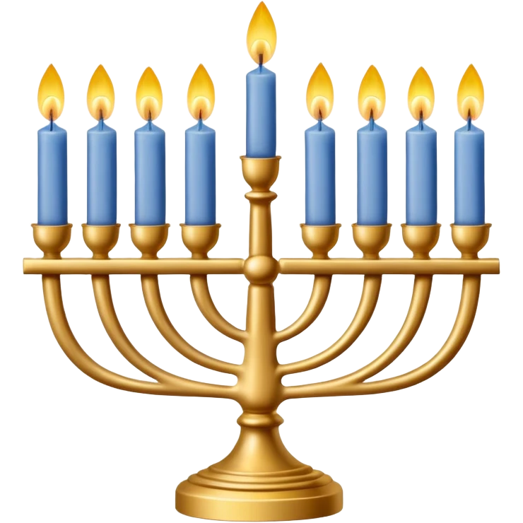Gold Menorah with 3 candles on the left and right sides emoji