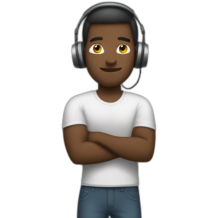 guy with headphones with arms crossed emoji