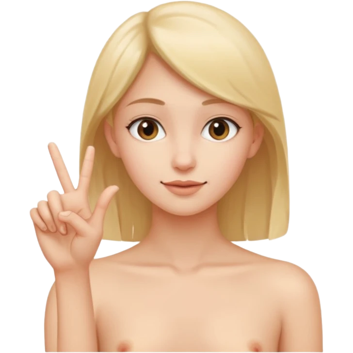 girl naked making a hand gesture to show that something is small emoji