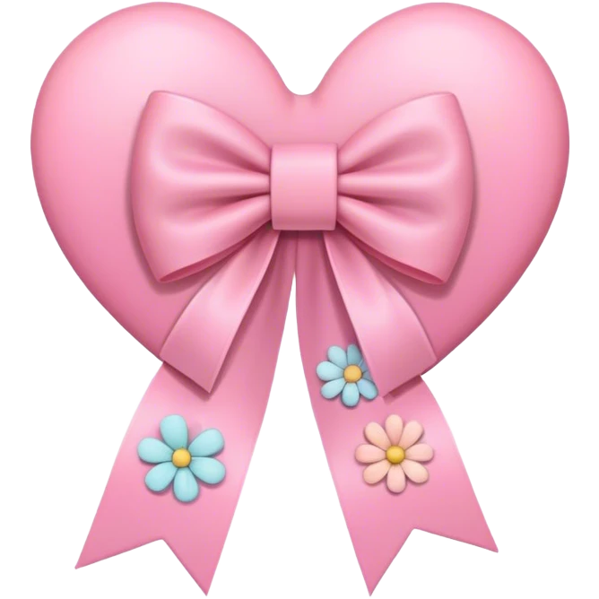 Heart and flowers bow pink pastel color  emoji