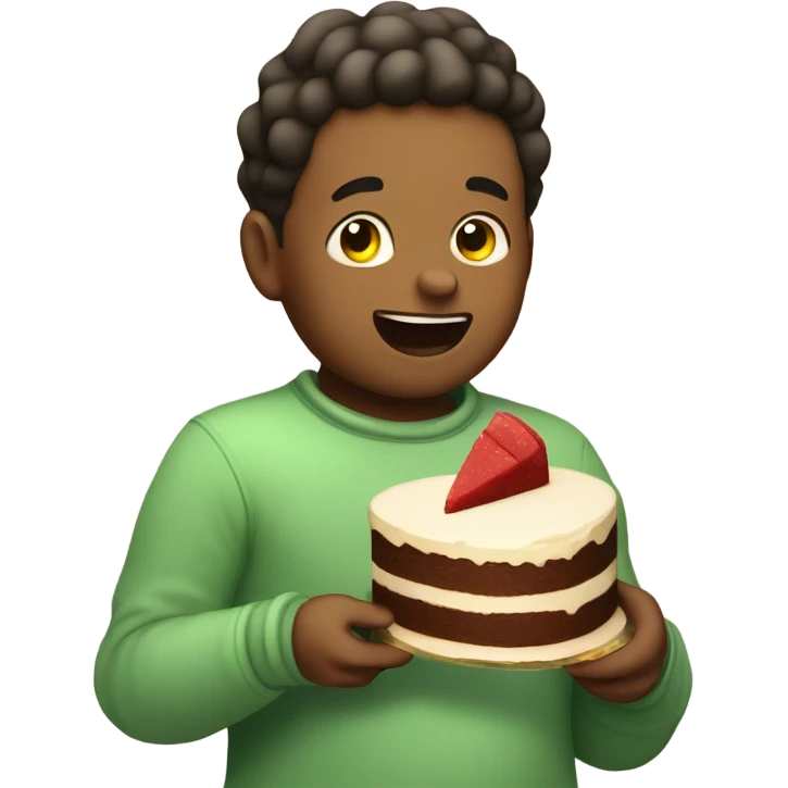 Chubby boy eating emoji