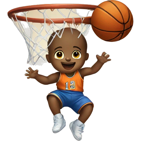 Baby, doing a layup in basketball emoji