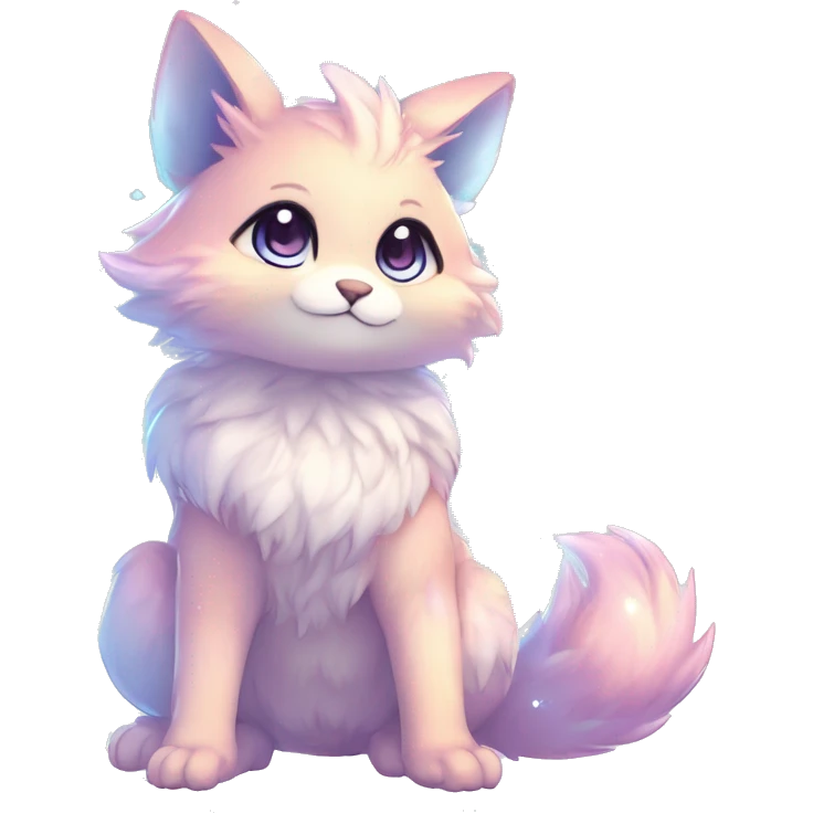 Anthro Cute Fluffy Gorgeous Magical Petite Shiny Colorful Pastel Glitter Sparkle Stars Anime Chibi Fantasy-Animal-Fakémon-Pokémon-Hybrid Fur Sona Aesthetic Trending Style Full Body emoji