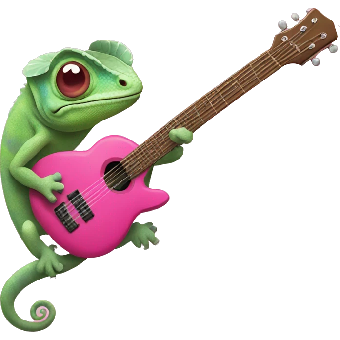 chameleon playing pink guitar  emoji