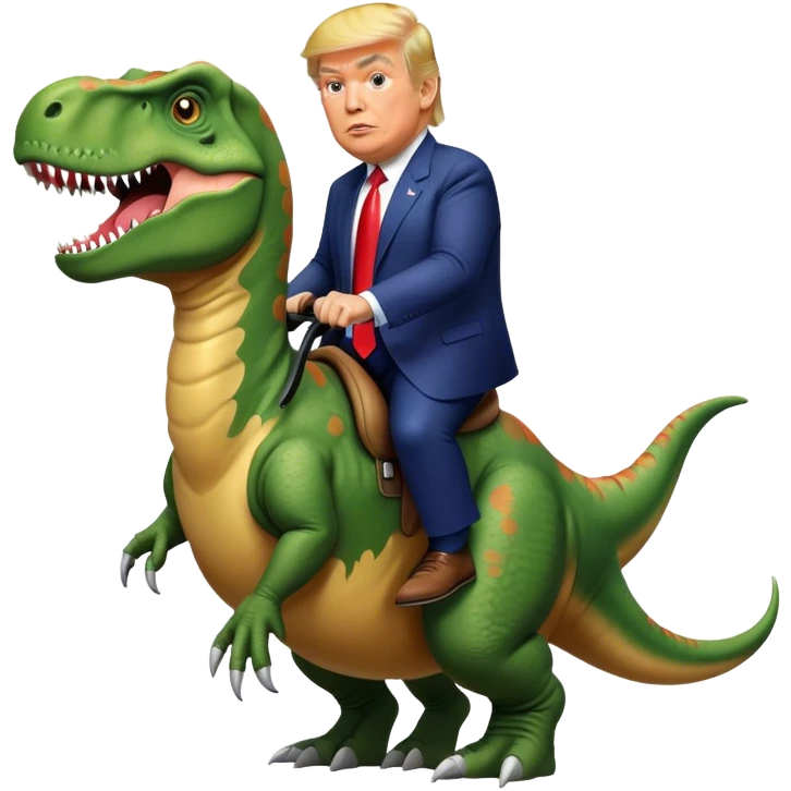 Donald Trump riding a t-Rex emoji