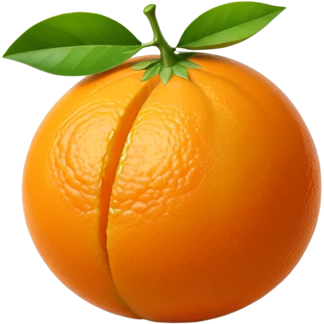 single small round orange citrus fruit peeled in segments with a green leaf no basket or extras soft lighting subtle shadows emoji scale emoji