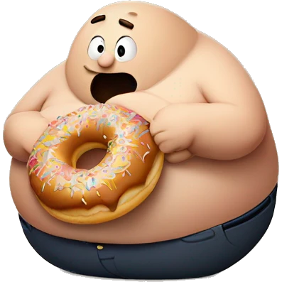 fat man balancing a donut on his stomach emoji