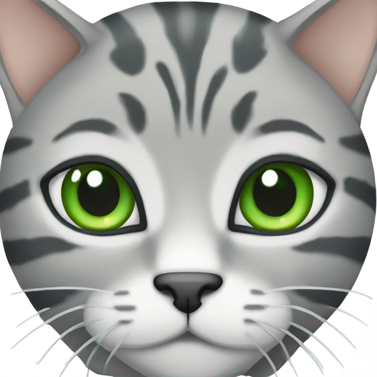 Grey tabby cat with green eyes emoji