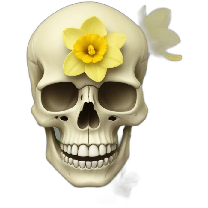 Skull in daffodil flower emoji