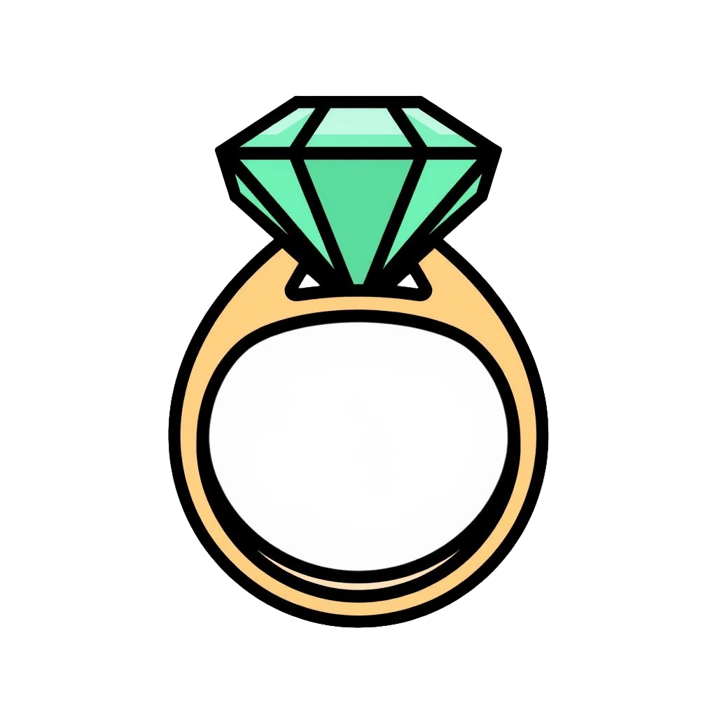 Elegant diamond ring with gold band and emerald-shaped diamond gemstone emoji