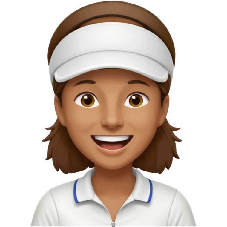 Profesor de tenis con pelo marrón riendose emoji
